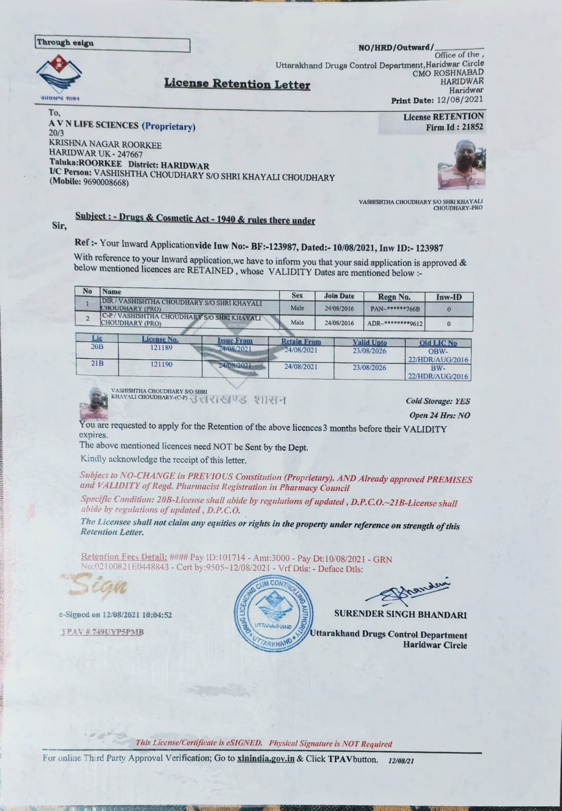 Uttarakhand Druga Control License